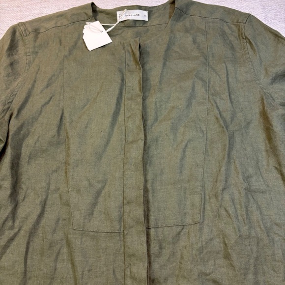 Everlane Linen Tunic Top Olive Green Short Sleeve Relaxed Fit Womens Size M - Picture 3 of 11